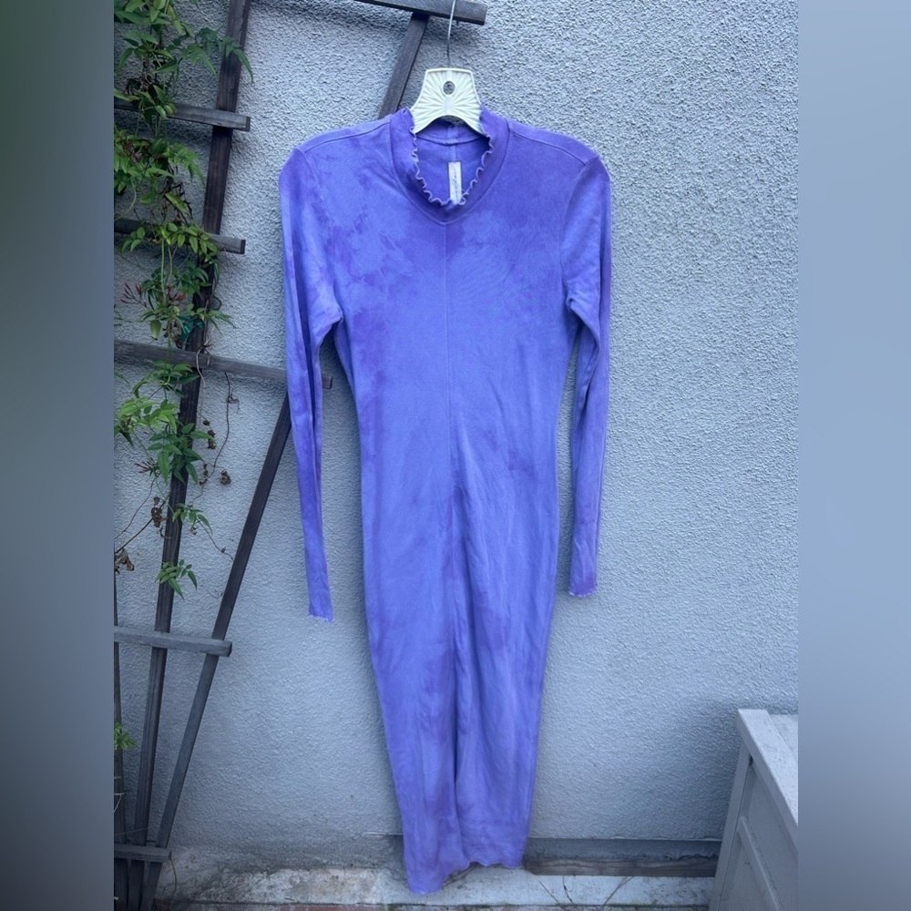 Raquel Allegra Tie Dye Long Sleeve Fitted Dress in Purple Cloud Size 2 M - Picture 6 of 11